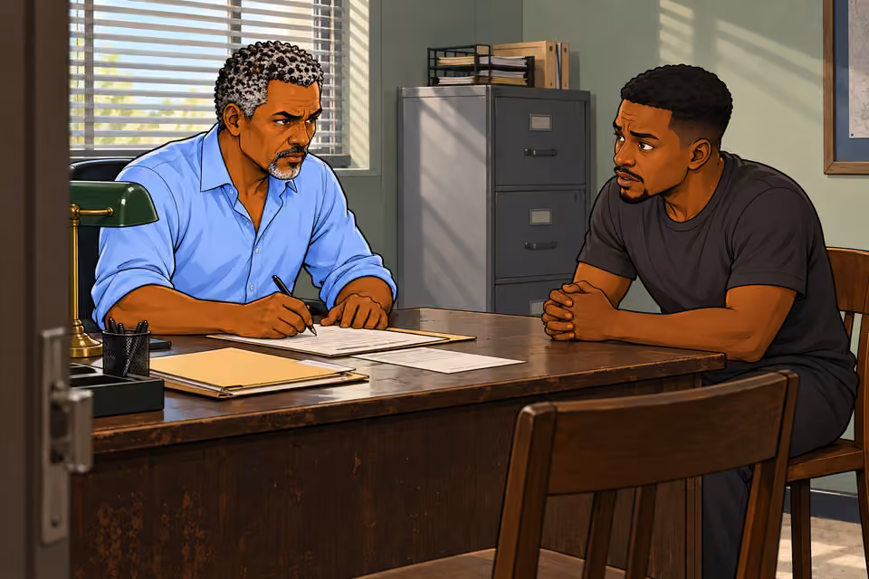 At the station, Musa records Moses’s official statement.