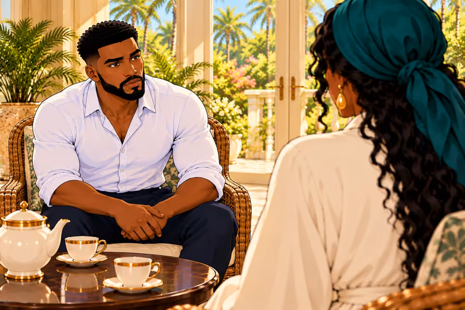Chuka stares at Amaka in silence.