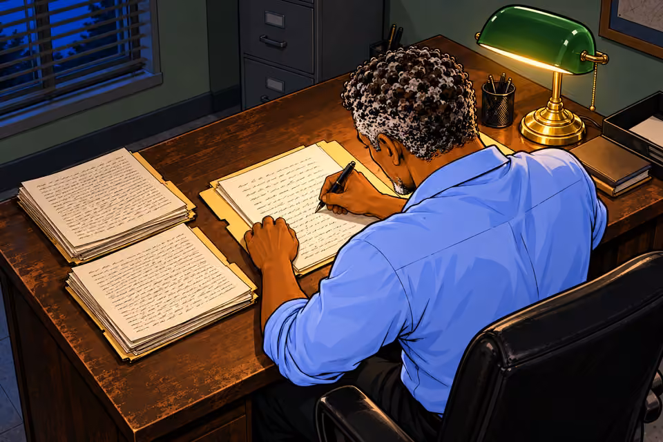 Musa rewrites his case summary for a third time.