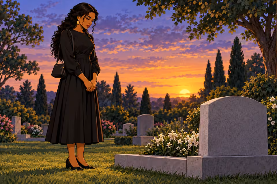 At dusk, Amaka stands before Agnes’s grave.