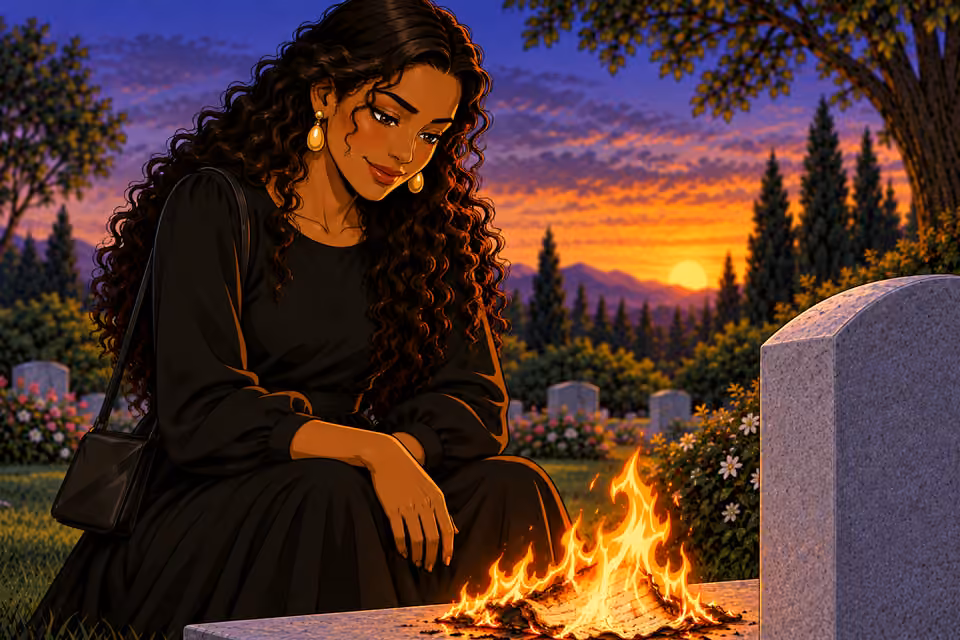 Amaka smiles as the small fire flickers in the wind.