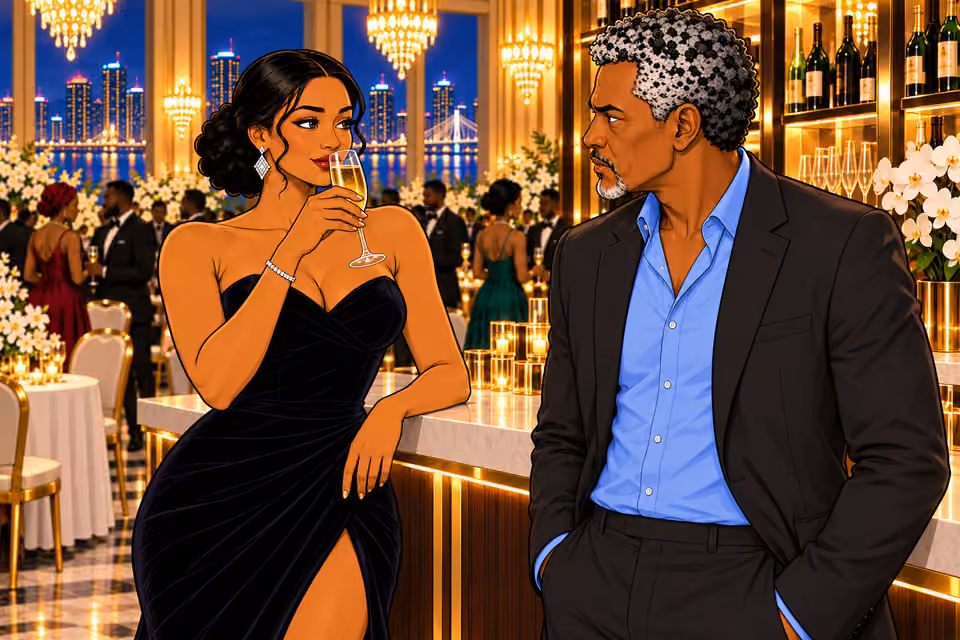 Amaka sips champagne and tells him to let it rest.
