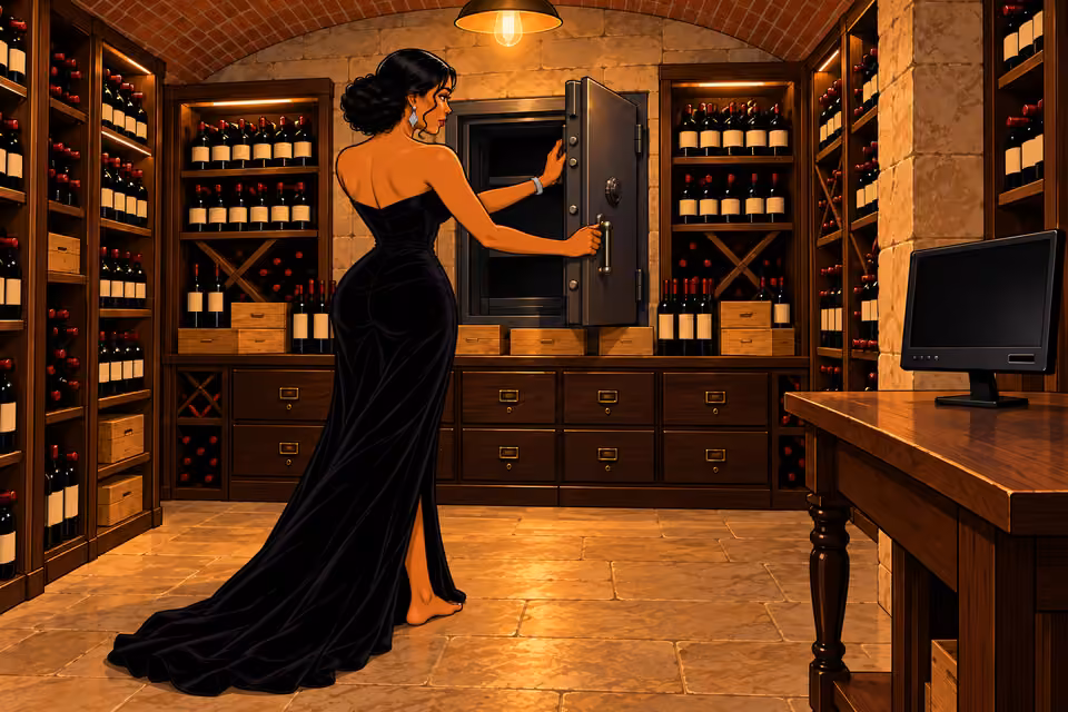 Cartoon illustration: Amaka opens the hidden safe.