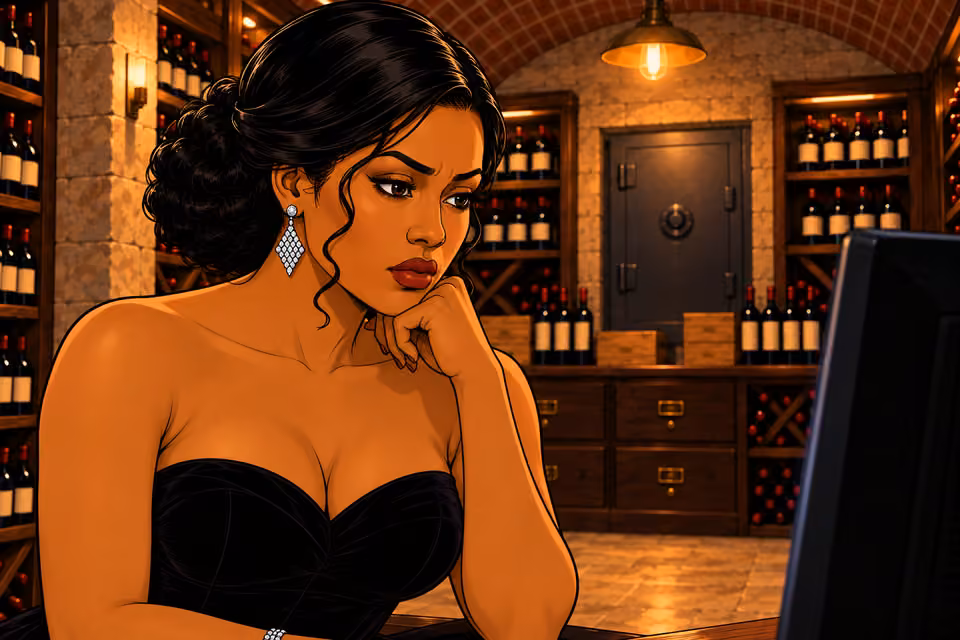 Cartoon illustration: Amaka watches without speaking.
