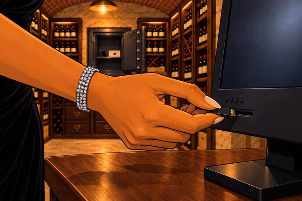 Cartoon illustration: Amaka ejects the memory card.