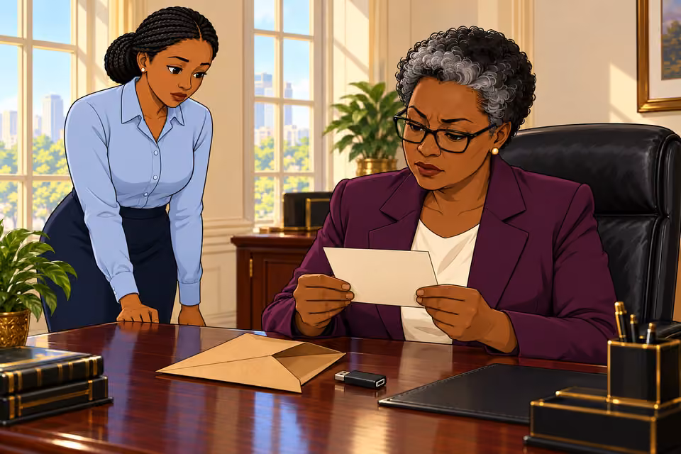 Cartoon illustration: The note urges her to trust the pattern.