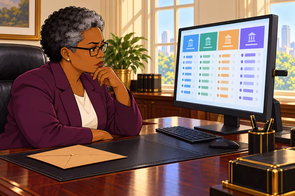 Cartoon illustration: The flash drive reveals links to four shell accounts.