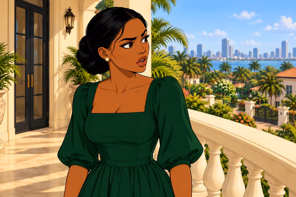 Cartoon illustration: Amaka asks who the visitor is.