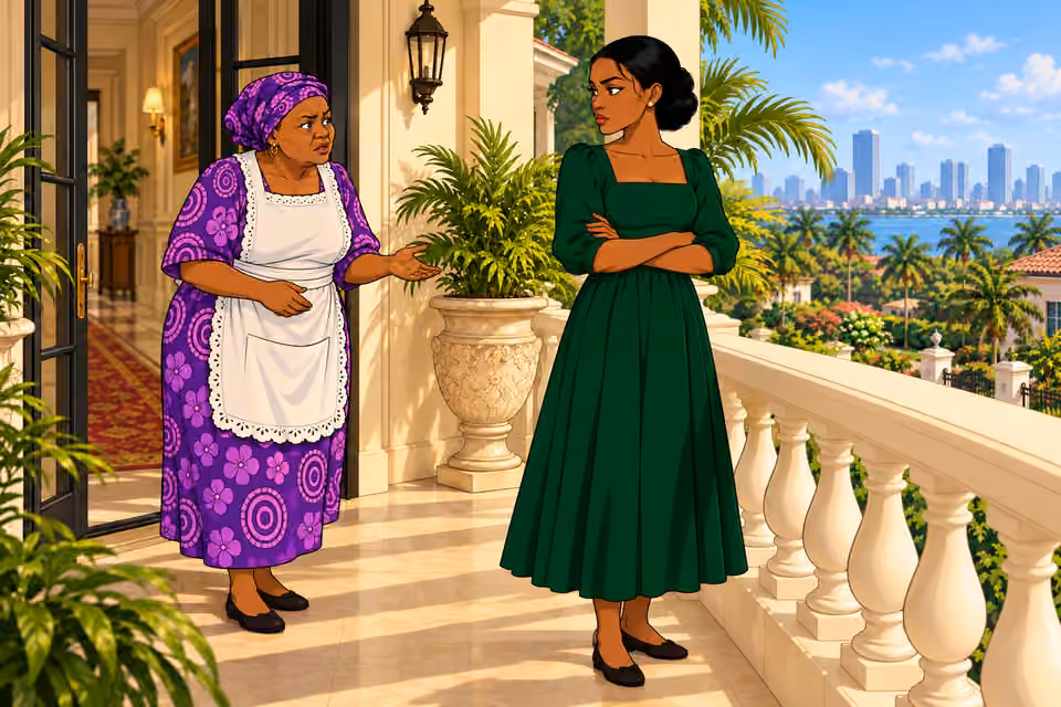 Cartoon illustration: Mama Tutu says the unnamed visitor claims to be family.