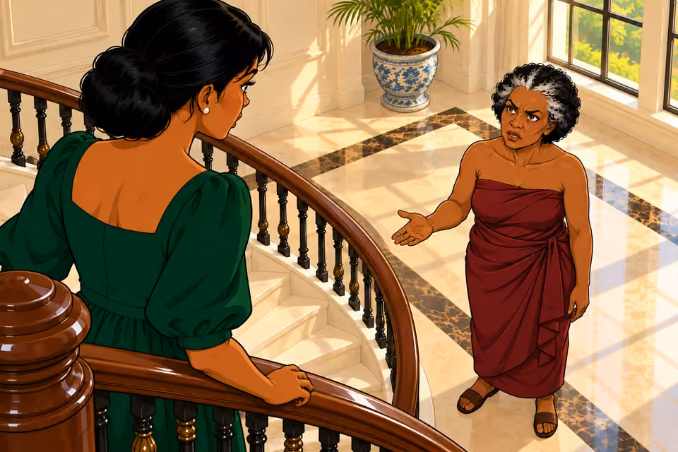 Cartoon illustration: Oluchi says she has heard what Amaka did.