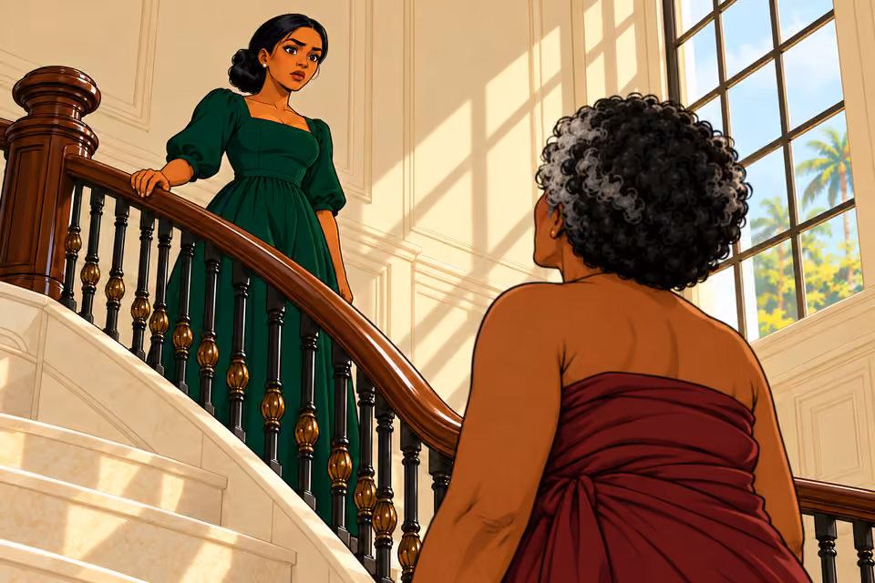 Cartoon illustration: Amaka studies Oluchi in silence.