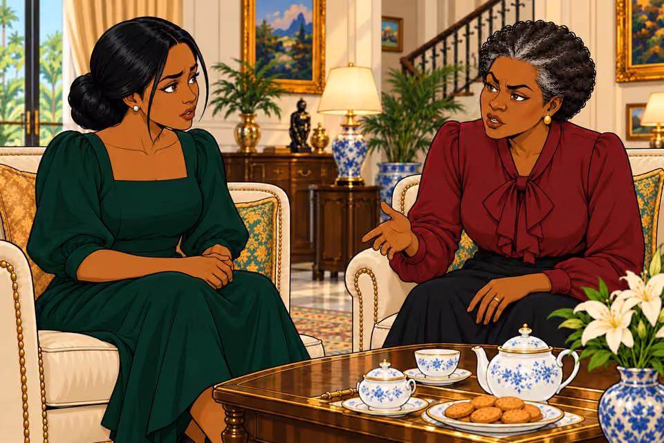 Cartoon illustration: Oluchi accuses Amaka of building on Agnes’s ashes.