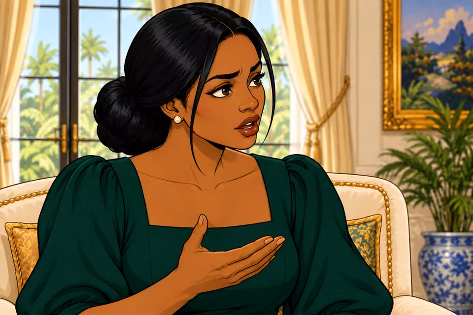 Cartoon illustration: Amaka says she built a shelter from Agnes’s fire.