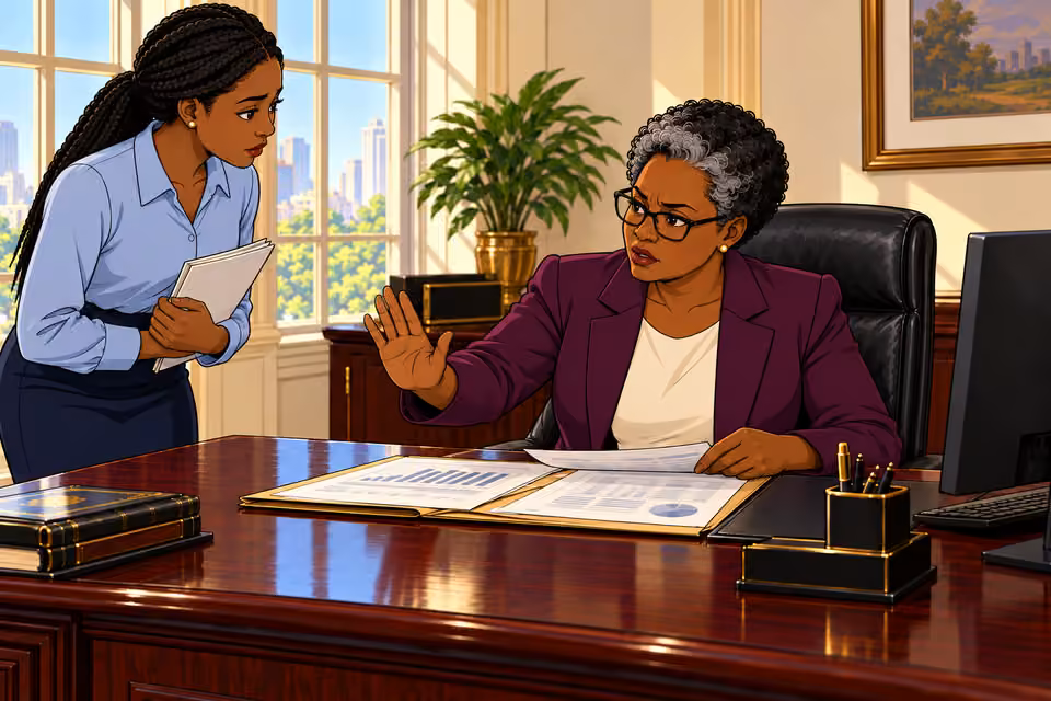 Cartoon illustration: The Commissioner decides it is too soon to act.