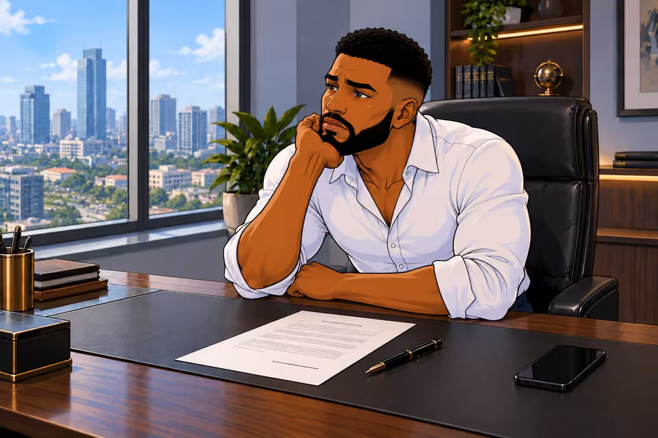 Cartoon illustration: Chuka remembers Amaka’s former hopefulness.