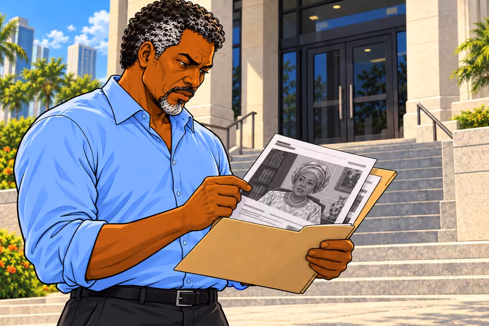Cartoon illustration: Musa sees recorded evidence rather than a suicide note.