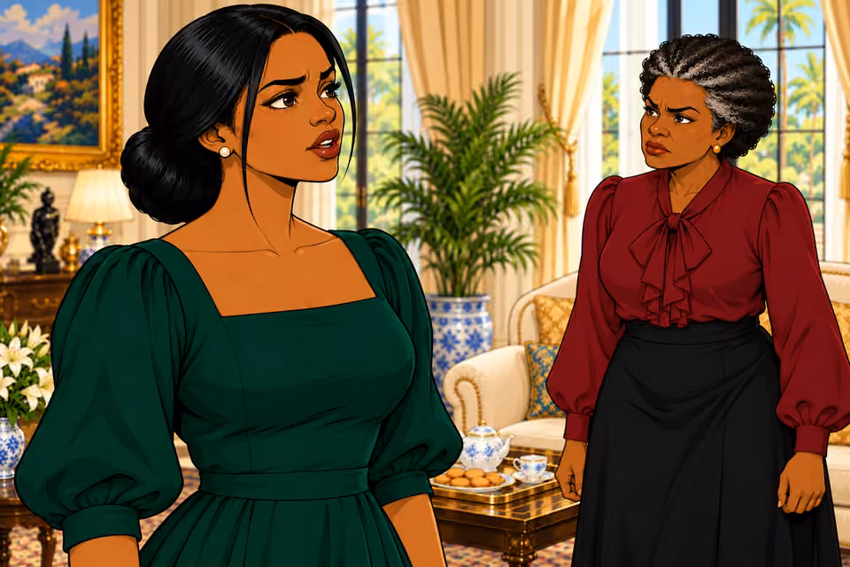 Cartoon illustration: Amaka defends the person she has become.