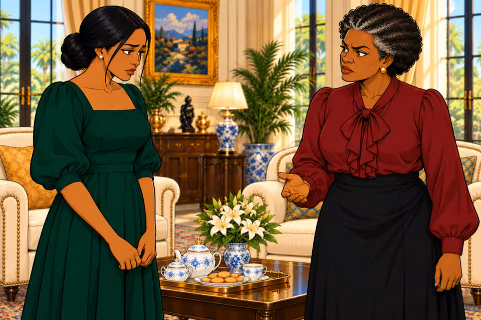 Cartoon illustration: Oluchi says necessity does not make it right.