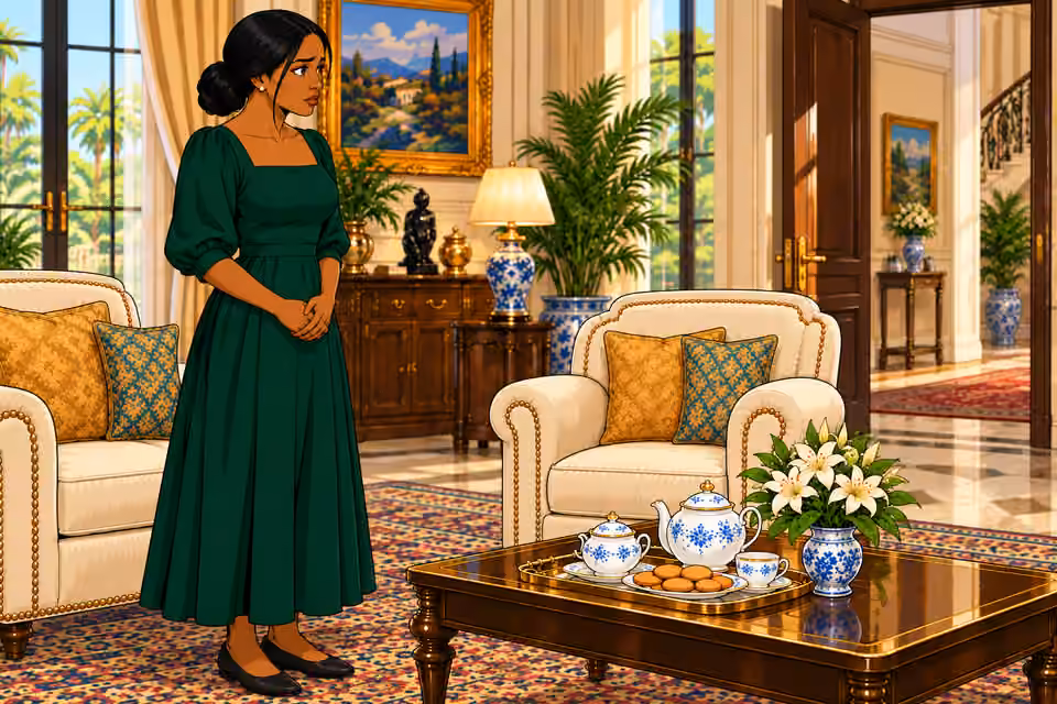 Cartoon illustration: Amaka is alone again after Oluchi leaves.