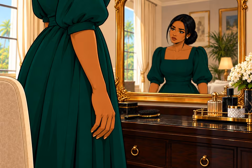 Cartoon illustration: Amaka leaves the hairbrush untouched.