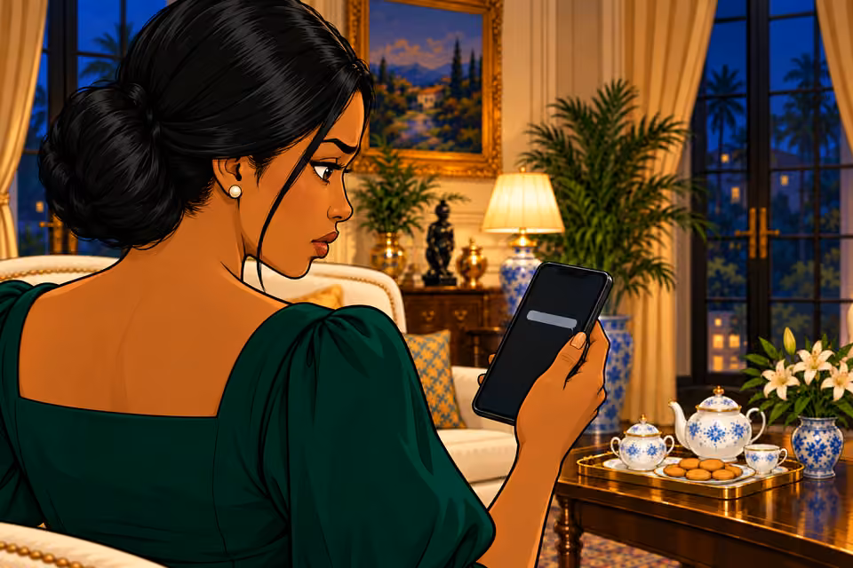Cartoon illustration: The message has no sender name.