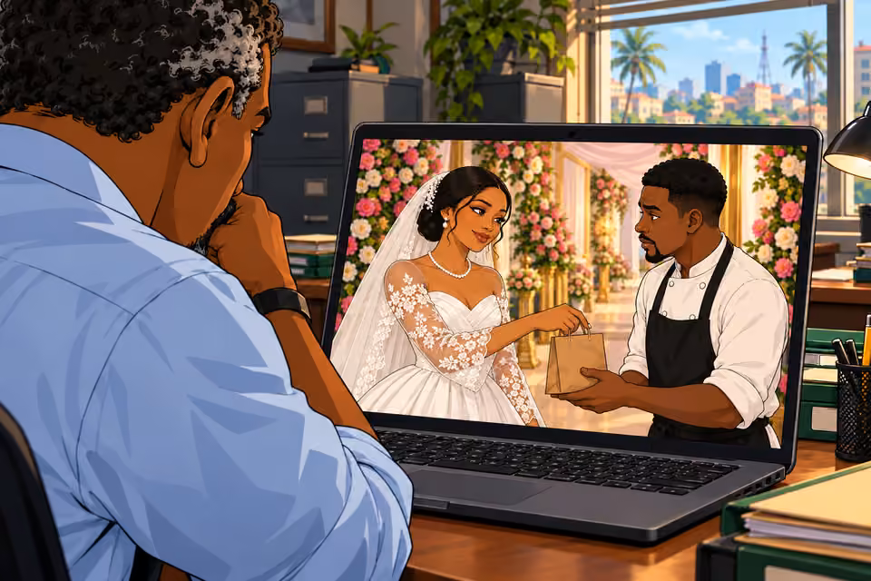 The footage shows Amaka handing Moses a paper bag.