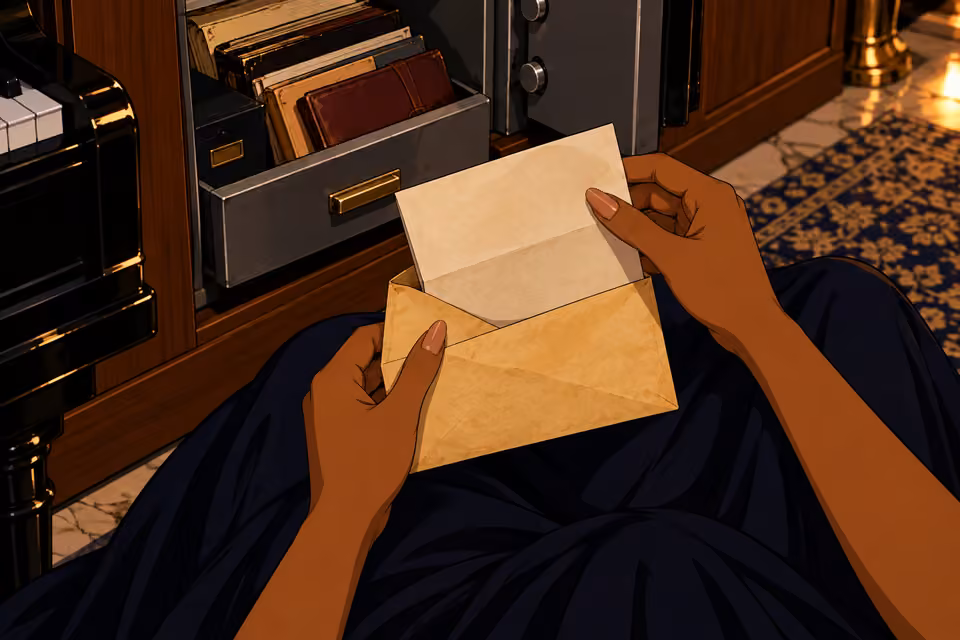 A handwritten letter emerges.