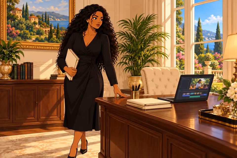 Amaka dresses in black.