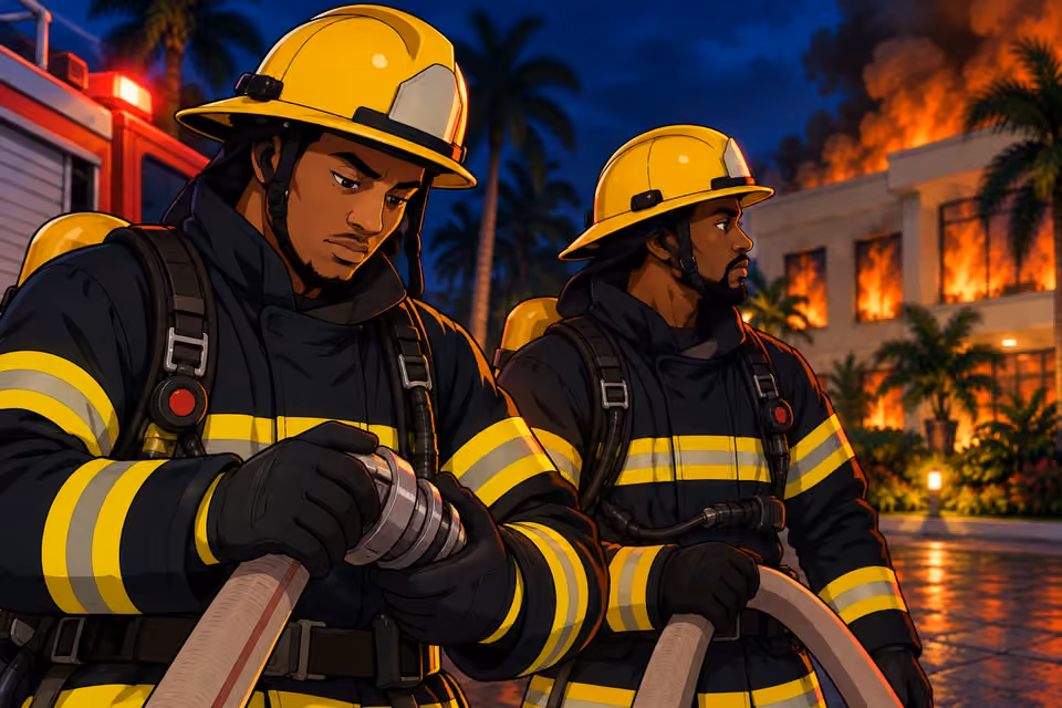 The fire causes no injuries.