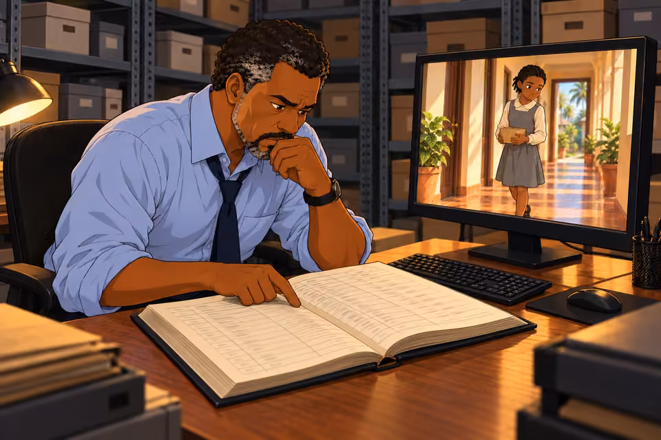 Musa searches the staff records.