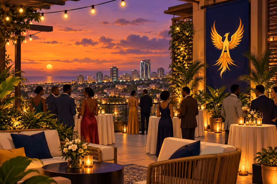 A private fundraiser takes place in Accra.