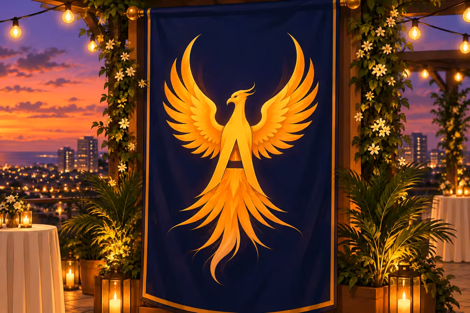 A golden phoenix marks the foundation.