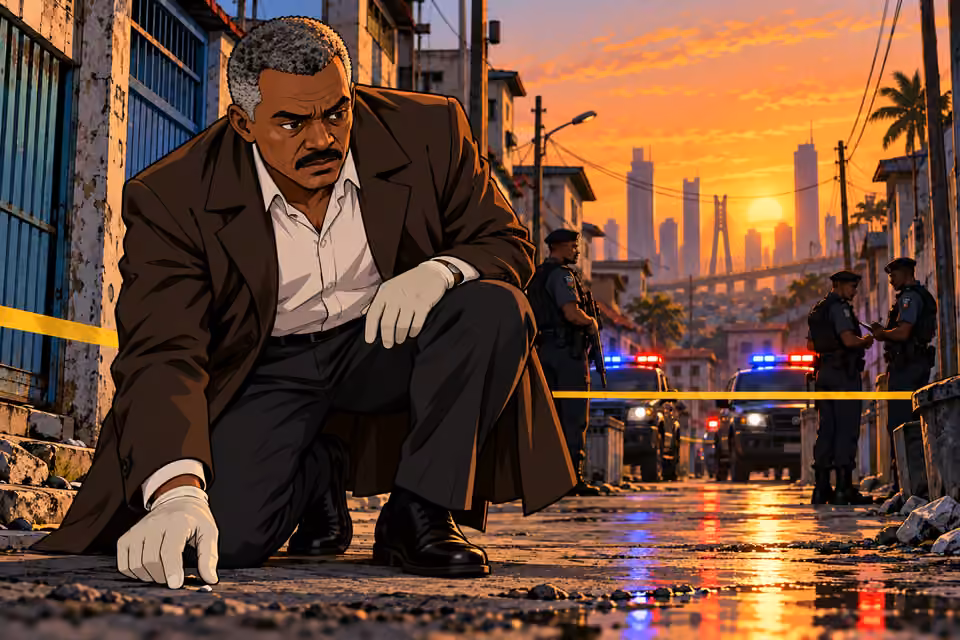 Durojaiye examines the crime scene.