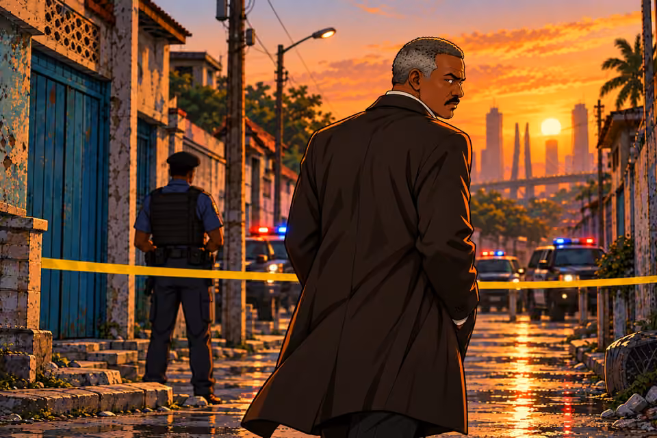 Durojaiye leaves the crime scene.