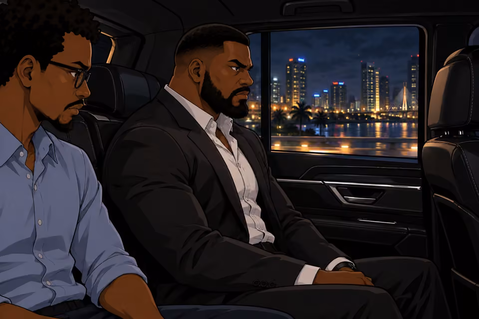 Olumide remains silent during the drive.