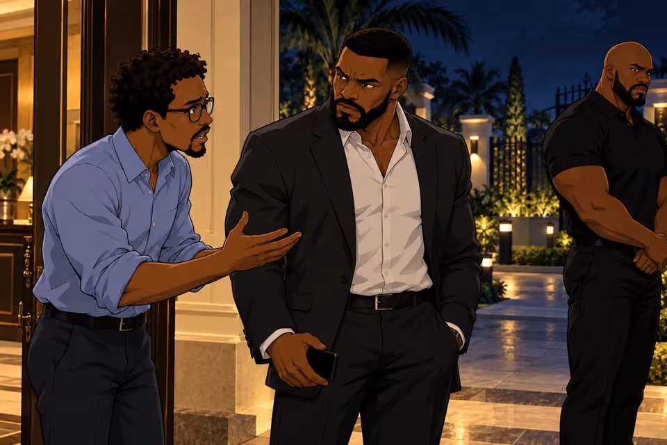 Jide hesitates before leaving.