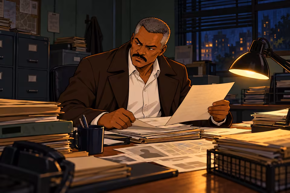 Durojaiye sorts the seized records.