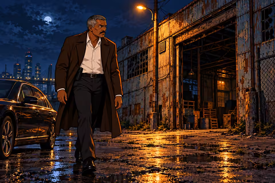 Durojaiye approaches the abandoned warehouse.