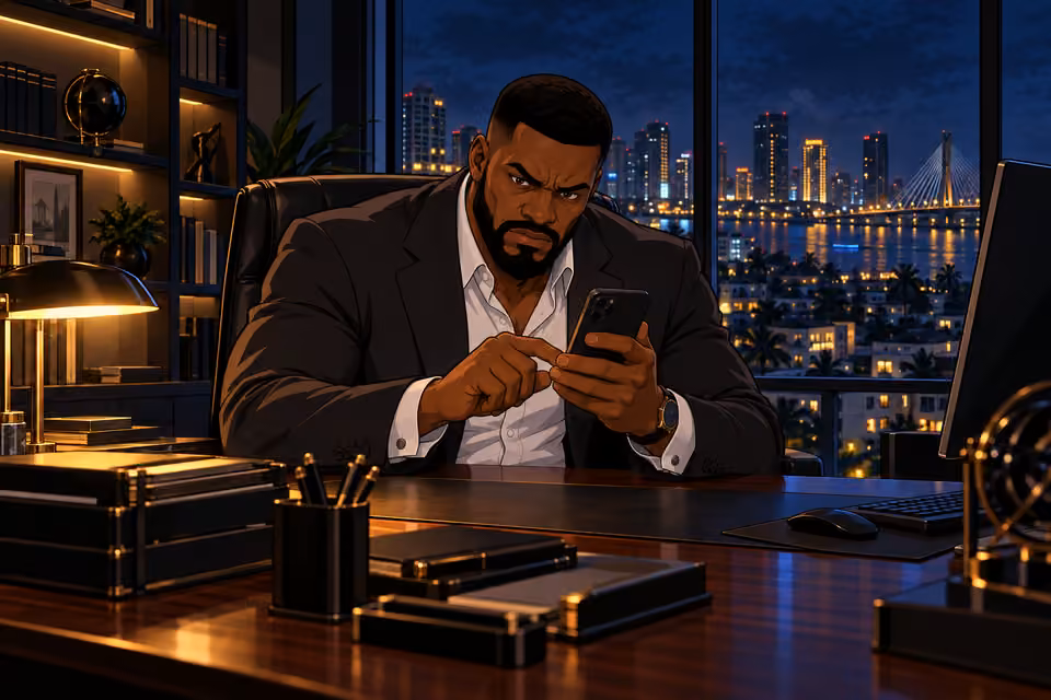 Olumide rewinds the troubling video.