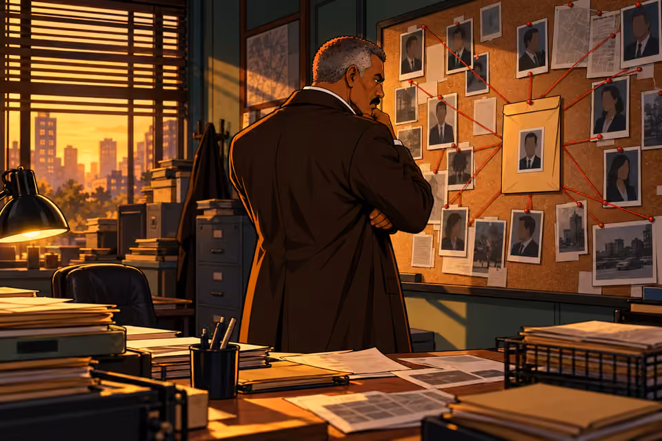 The detective’s office becomes an investigation room.