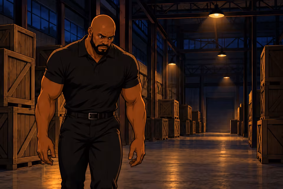 Bode emerges from the warehouse shadows