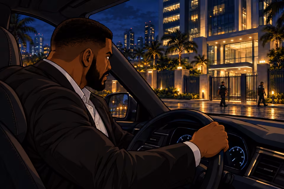 Olumide approaches the Syndicate headquarters