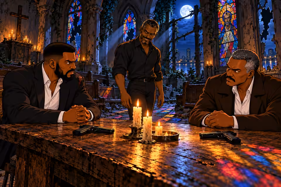 Taiwo circles the church table