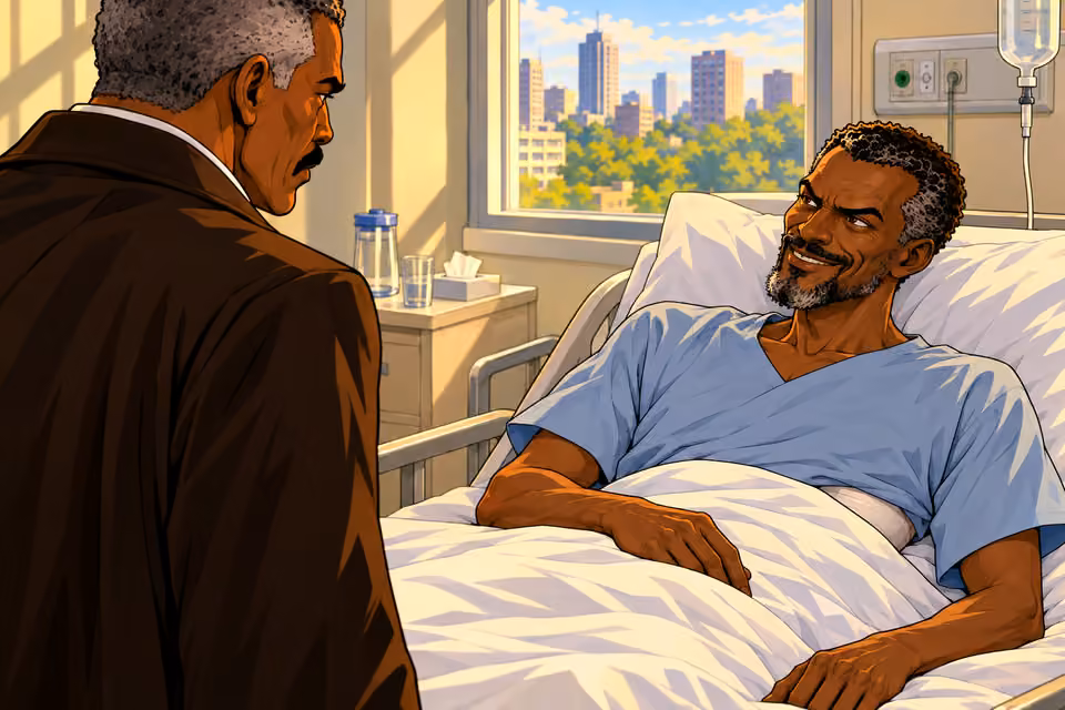 Taiwo greets the detective mockingly
