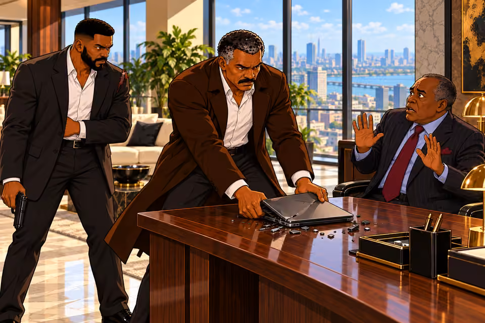 Durojaiye destroys the laptop