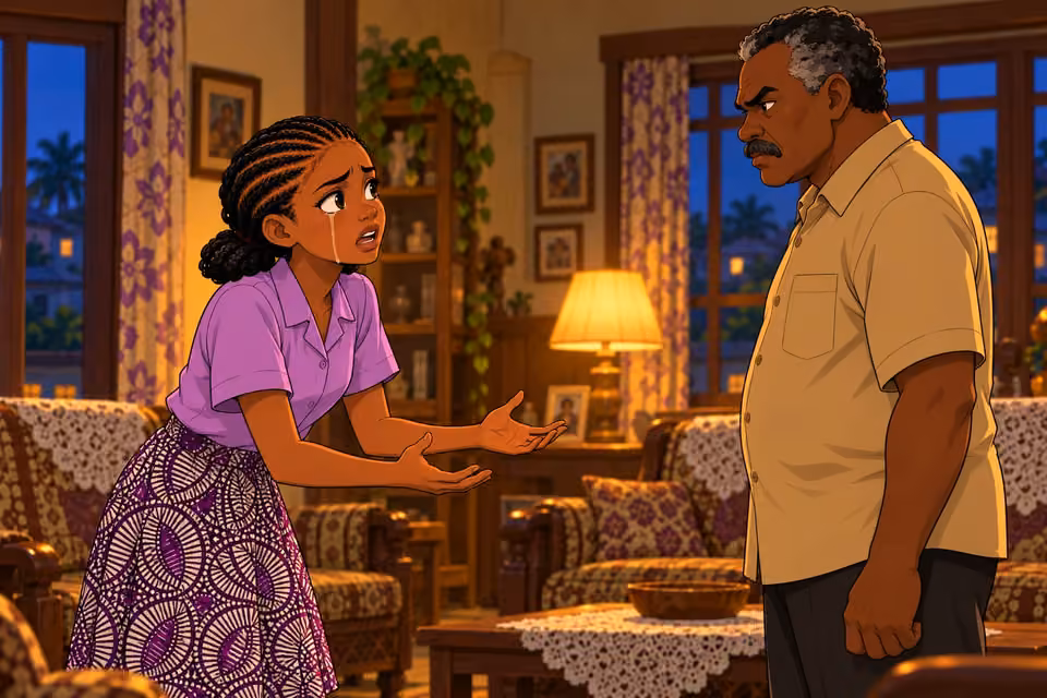 Morayo begs her father to understand Demola’s care for her.