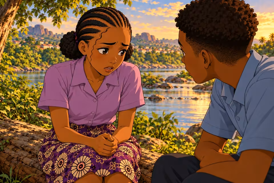Morayo whispers her fear of her father to Demola.