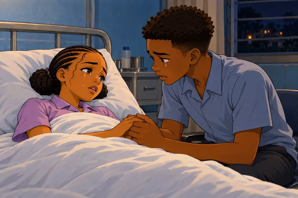 Morayo tearfully whispers to Demola from the clinic bed.