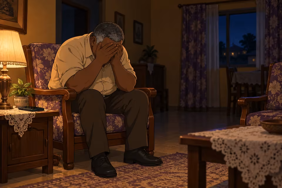 Kayode sits alone, crushed by the consequences of his control.