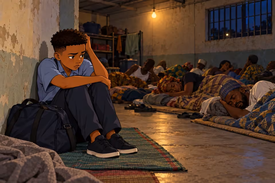 Demola sits awake in a corner of a crowded Lagos shelter.